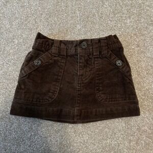Old Navy Brown Corduroy Skirt Girls Size 12-18 Months Stretch Waist Pockets y2k